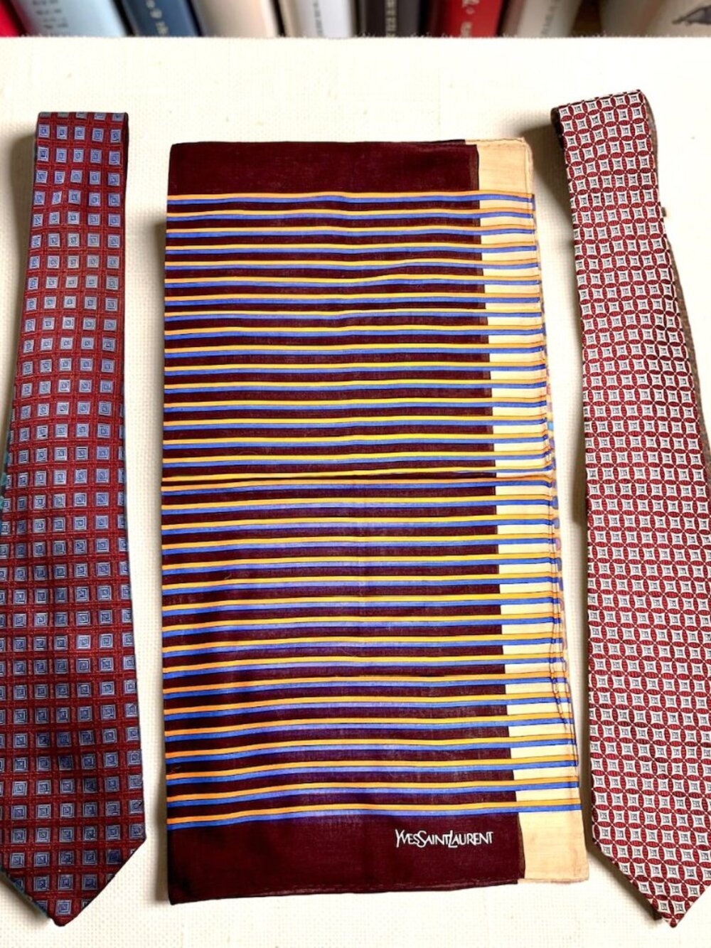 2 Neck ties Hermès Paris Silk France Made & Gentle Men +  1YSL Handkerchie (49) - Picture 6 of 16